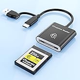 CFexpress Type A Card Reader with USB 3.2 (Gen 2) 10Gbps, USB-C&amp;USB-A 2-in-1 Type A CFexpress Adapter, Compatible with Windows/Mac/Linux/Android, for iPhone 17/16/15, Laptops, Tablets, Smartphones