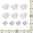 BTF-LIGHTING COB 10mm/0.39in Width LED Connector Kit 6Pcs 3 Pin Transparent Gapless L-Shaped 4Pcs 4Pin Strip to Strip Connectors for PWM FCOB CCT(+ CW WW) LED Lights