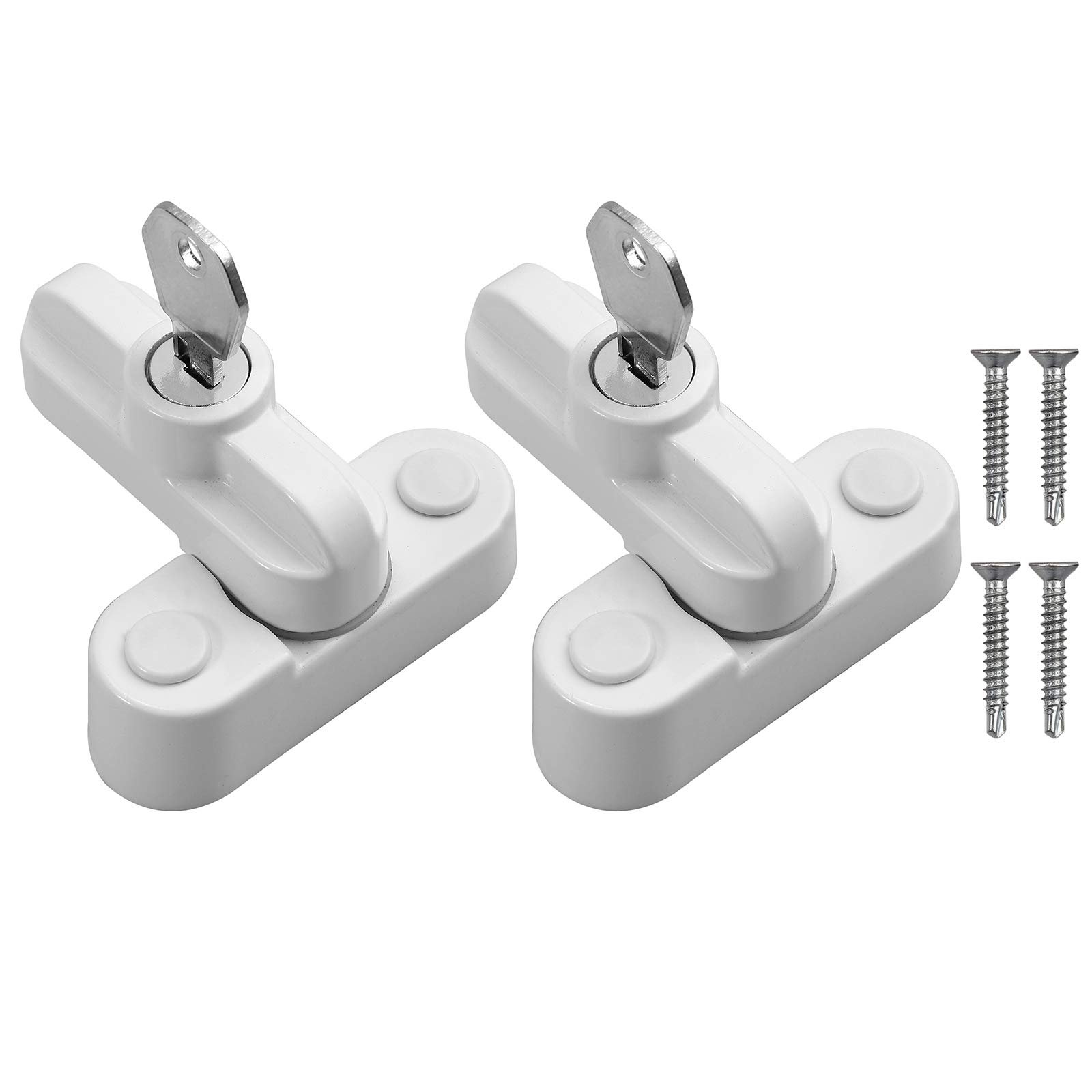 Kamtop Sash Jammers Locks with Keys - Window Restrictor Sash Blockers, Zinc Alloy Locking Sash Restrictor Jammers Extra Security Locks for UPVC Door and Window Home Safety
