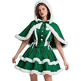 lifpoivake Women's Christmas Dress Skirt and Hooded Cloak Match …