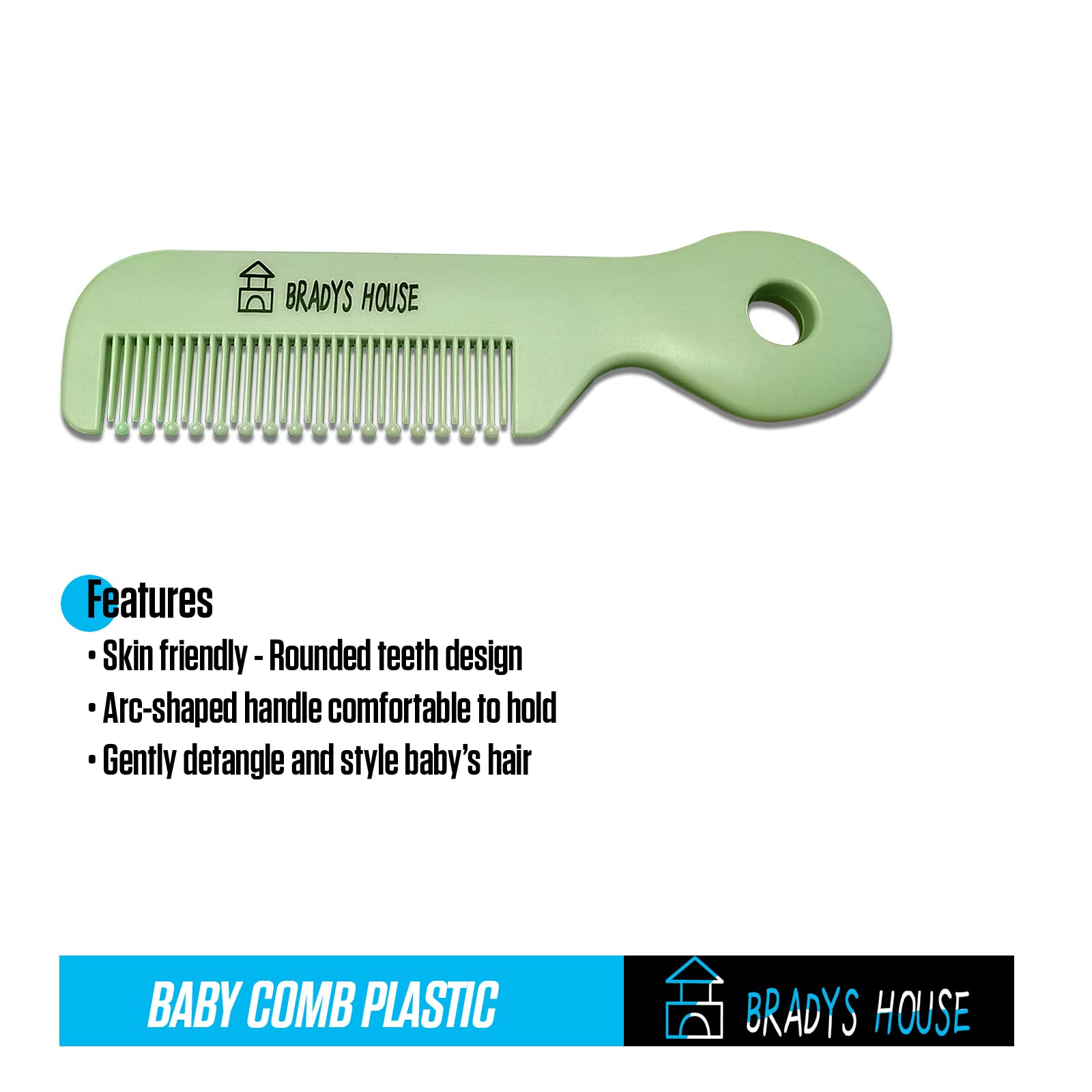 3 Piece Baby Hair Brush & Comb Set for Newborns- Soft Goat Bristle Hair-Brush, Silicone Bath Brush and Plastic Comb for Infant, Toddler, Kids - Baby