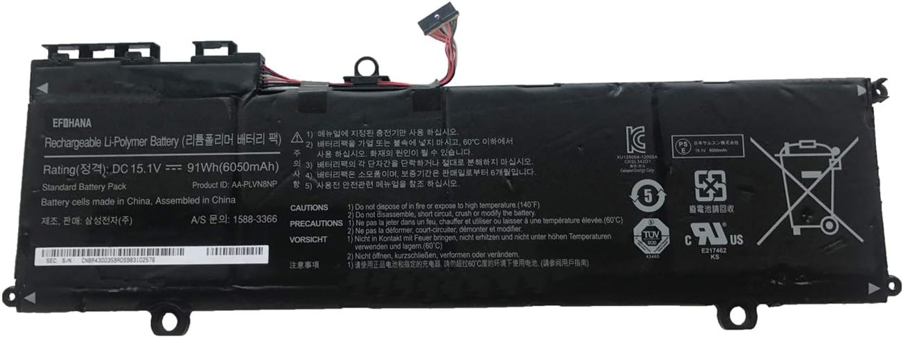 efohana AA-PLVN8NP Laptop Battery Replacement for Samsung ATIV Book 8 Touch 780Z5E NP780Z5E 780Z5E-S01 870Z5E NP870Z5E 870Z5G-X01 880Z5E NP880Z5E NP880Z5E-X01 Series Notebook 15.1V 91Wh 6050mAh