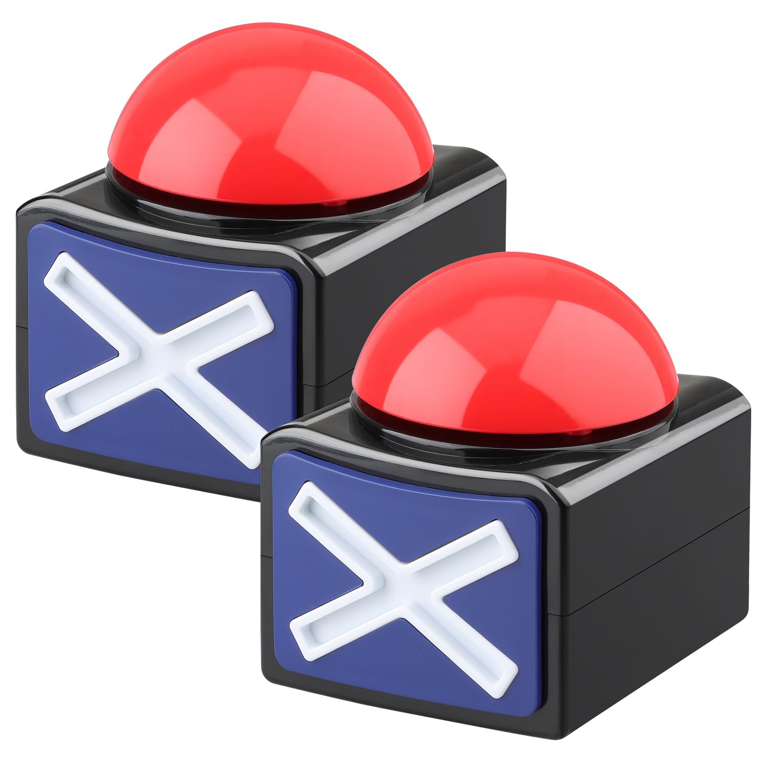 DOXISHRUKY 2 Pack Game Buzzers with Lights & Sound - Quiz Buzzer Buttons for Family Feud, Trivia, Talent Shows - Party Contest Props Red LED & 3-Second Alarm