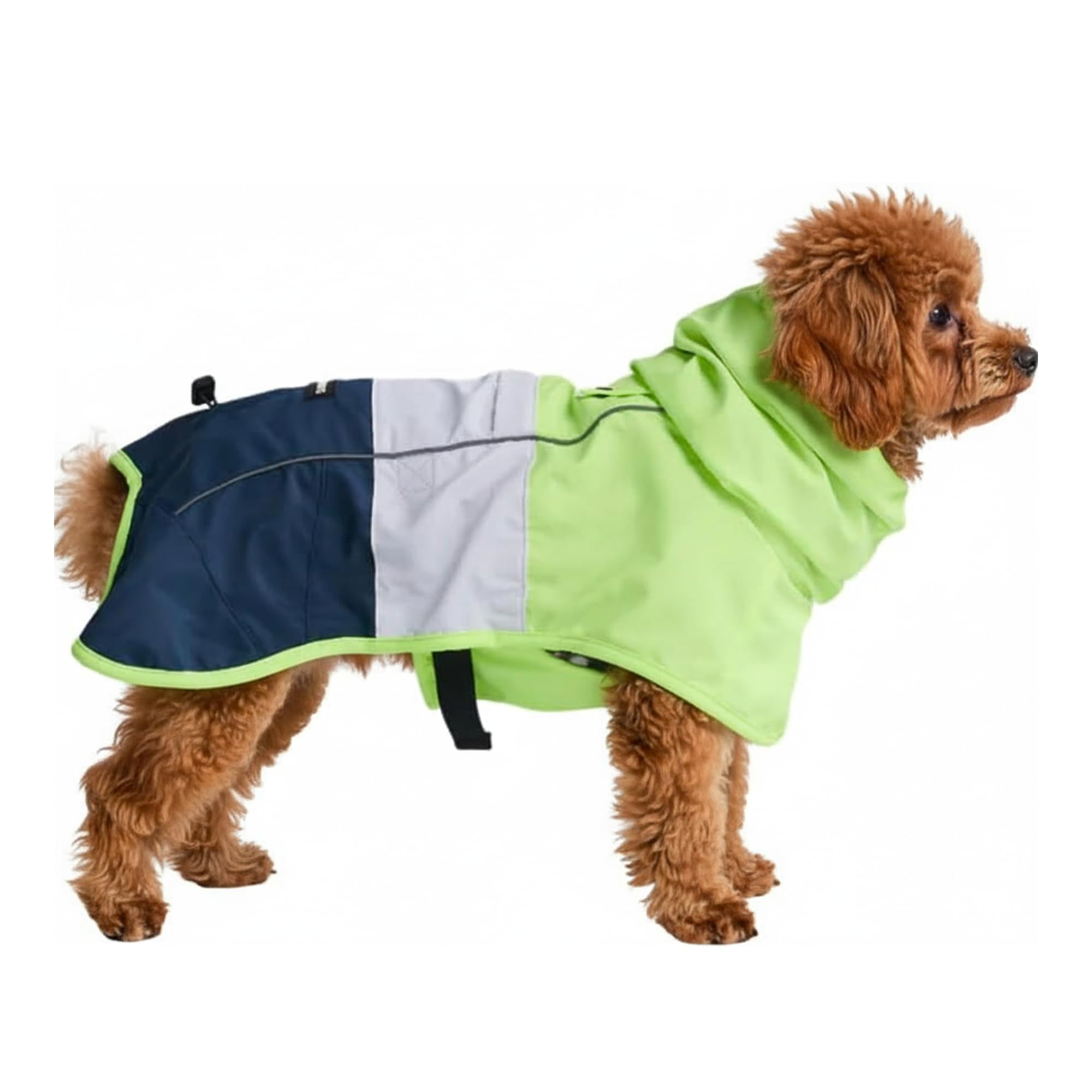 Spark Paws Dog Raincoat, Waterproof Coat Rain Jacket for Small Medium Large Dogs, Reflective Breathable Full-Body Coverage - Neon White Navy Blue, S