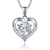 Moissanite Necklace for Women 1.0ct D Color, Sterling Silver Heart Necklace, Anniversary Gifts for Women, Making It A Perfect Gift for Your Wife, Girlfriend Mom