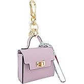 Mini Backpack Keychain, Leather Small Coin Purse for Women, Cute Hand Bag Charms with Key Holder & Twist-lock (Purple)