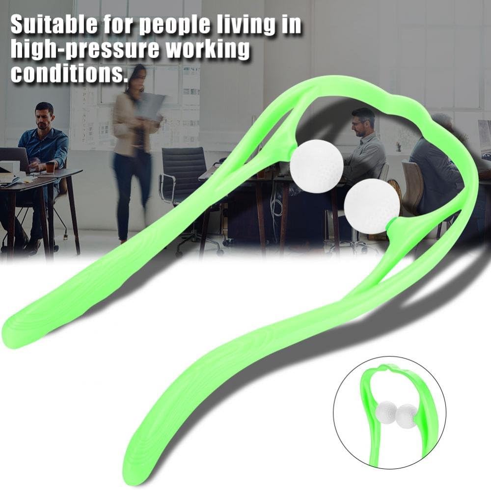 Alucy 3 Colors Manual Neck Massager-Neck and Shoulder Shiatsu Roller Ball Self Massage Tool for Neck and Muscle Pain Relief(Green) - Image 3