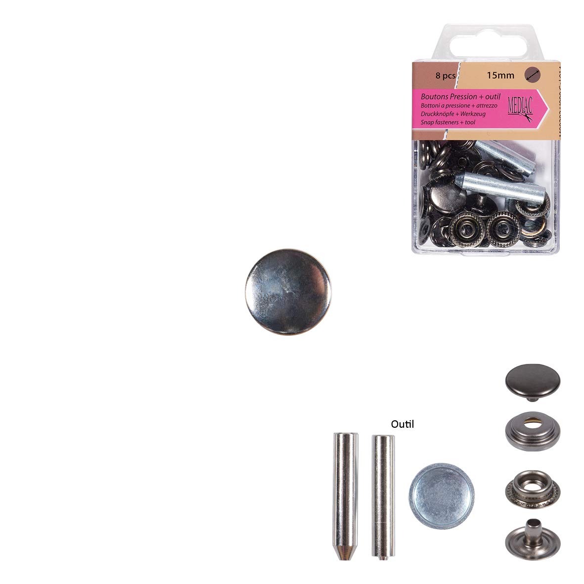 mediac Heavy Fabric Press Studs + Tool