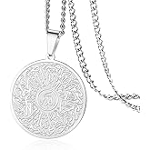 VASSAGO Allah Necklace for Men Women Arabic Calligraphy Ayatul Kursi Necklace Islamic Muslim Round Pendant Islam Eid Ramadan Jewelry Gifts