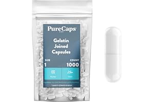 PureCaps USA - Empty Gelatin Capsules Size 1| 1,000 Joined Pills| White| Non-GMO Certified | SLS, Gluten, Preservative Free