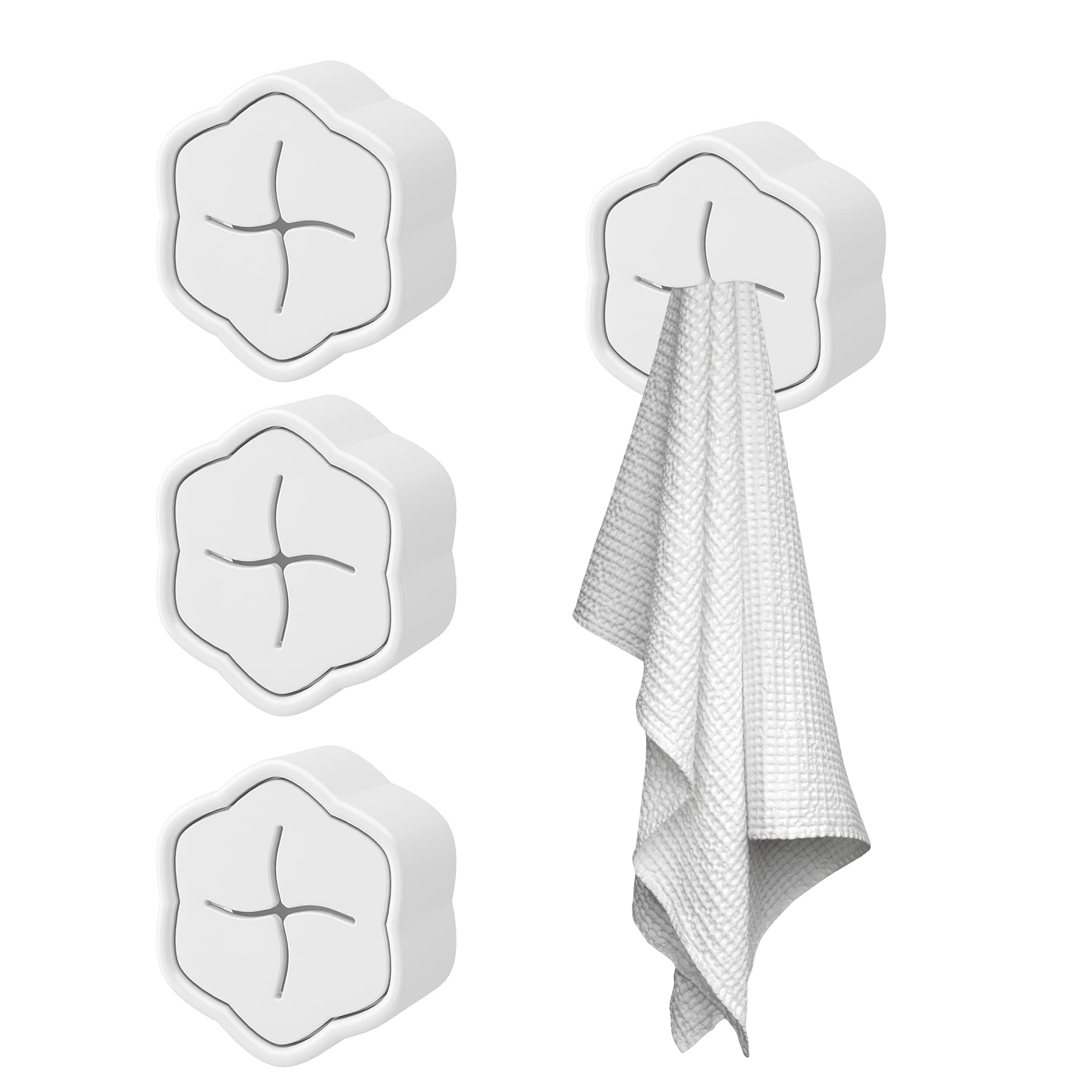GEFIRE Pack of 4 Tea Towel Holders, Tea Towel Holders, No Drilling, Kitchen Towel Holder, Towel Clamp, ABS Towel Hooks, Simple and Elegant Design