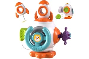 Cubo de Atividades Bebe Kidino 6 em 1 Brinquedo Montessori Sensorial com Foguete, Volante e Sons - Cubo Sensorial Educativo e Portátil - Brinquedo Sensorial 6 Meses a 1 Ano