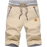 STICKON Men's Shorts Casual Classic Fit Drawstring Summer Beach Shorts with Elastic Waist and Pockets
