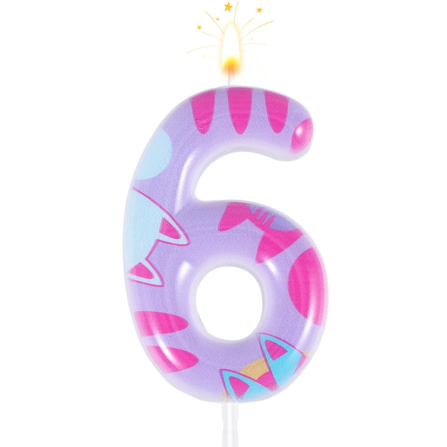 Photo 1 of Cat Themed Birthday Number Candle, Cartoon Dollhouse Kitten Birthday Decorations Kitty Cat Numeral Cupcake Candle Cake Topper Decorations Birthday Party Supplies for Girls Boys (Number 6)