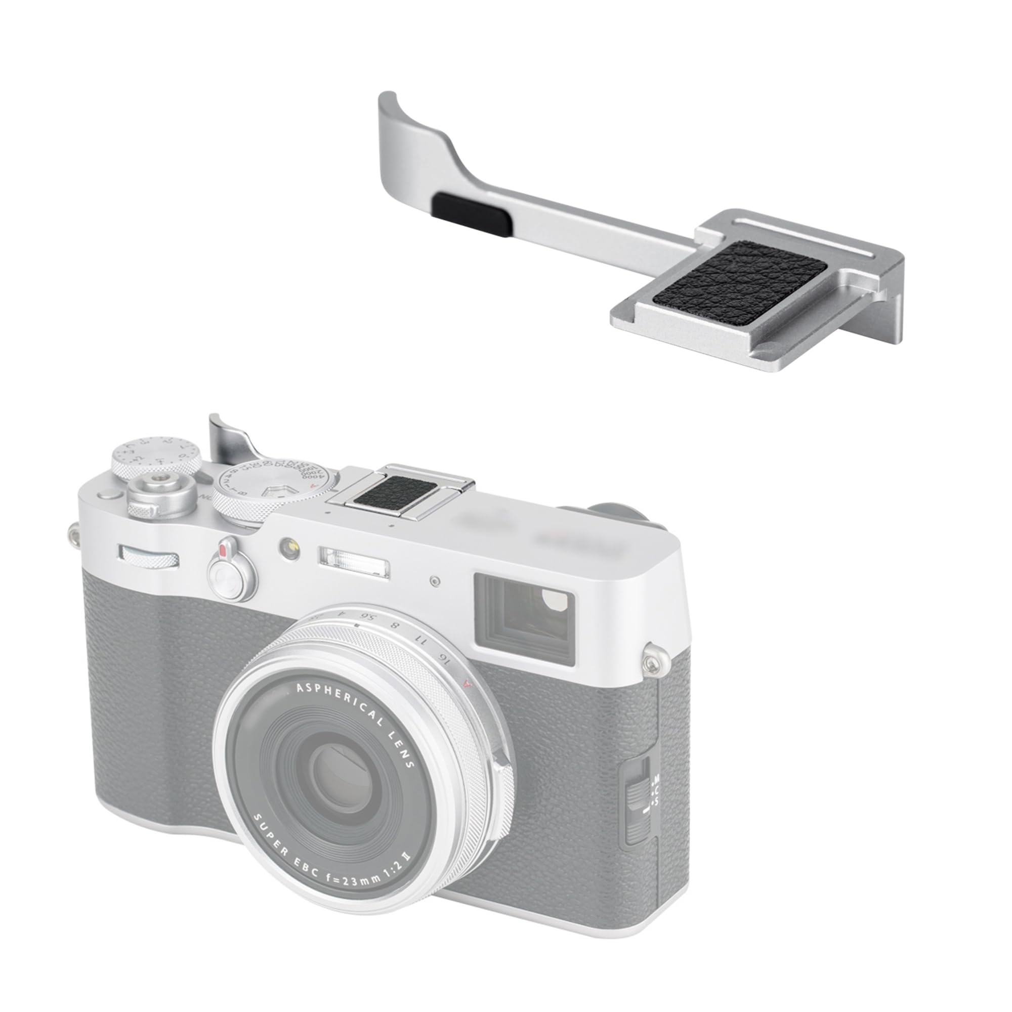 JJC Metal Thumbs Up Grip for Fujifilm Fuji X100VI X100V X100T X100F XE4 XE3 - Silver