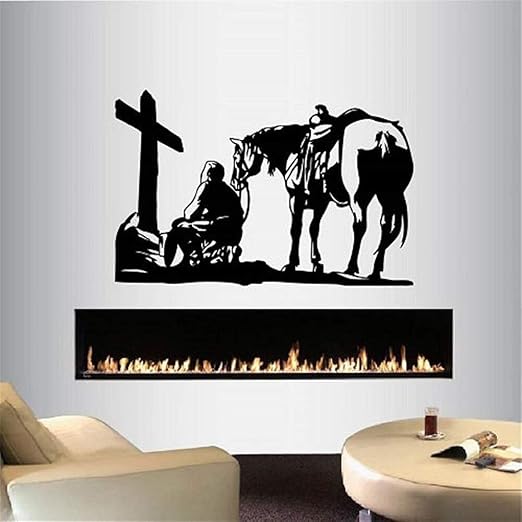 guijiumai Vaquero Rezando arrodillado Cruz Caballo Hombre Occidental