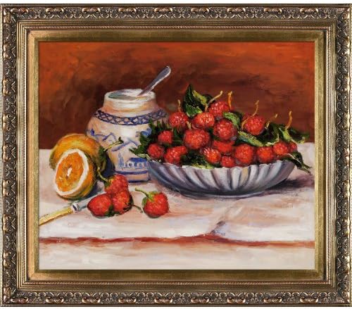 overstockArt Renoir Strawberries Artwork with Baroque Wood Frame Antiqued Gold Finish