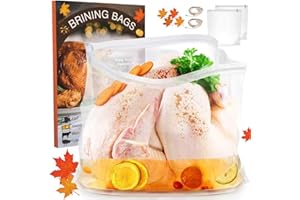 KREAPA Turkey Brine Bags, 22" x 26", 2 Pack, Bring Bag For Turkeys Can Holds Up 35lb, Brine Bag For Turkey With 2 Removable Zipper Assist Clips And Cotton Strings, Thickened Turkeys Marinade bags