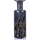 Hand-Blown Glass vase, Modern Art Glass Cylindrical vase, Gray Glass Decorative vase, Ideal for Living Room Dining Table cent