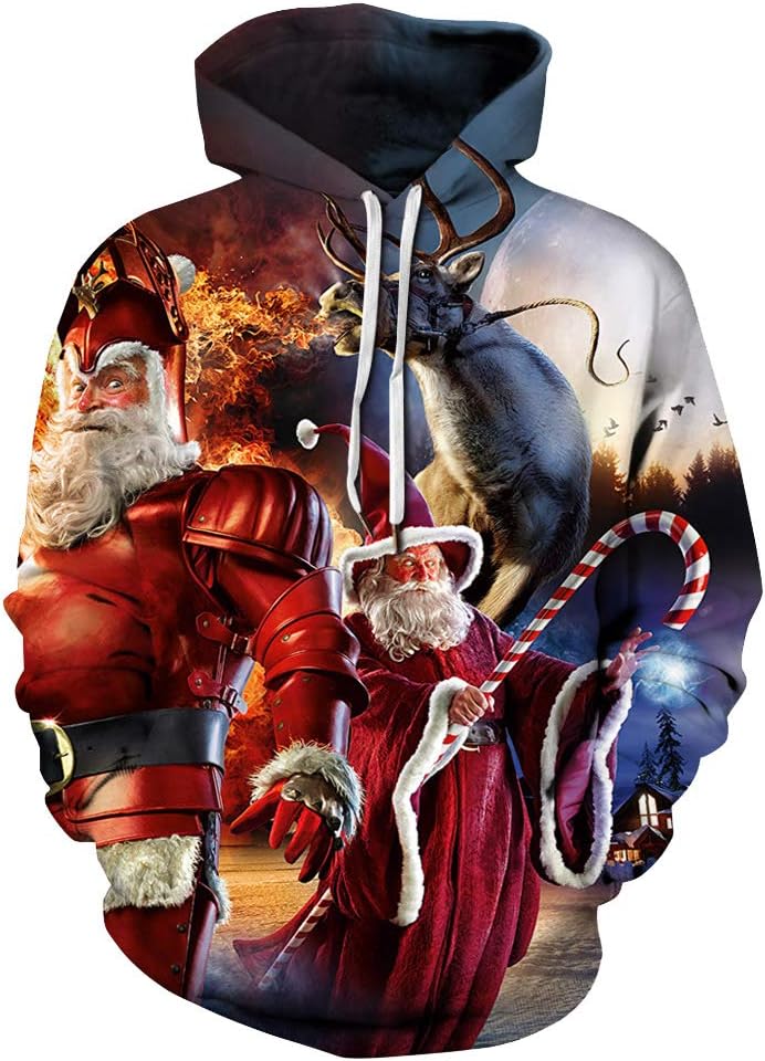Unisex Fashion 3D Digital Galaxy Pullover Hooded Hoodie Sweatshirt Athletic Casual with Pockets