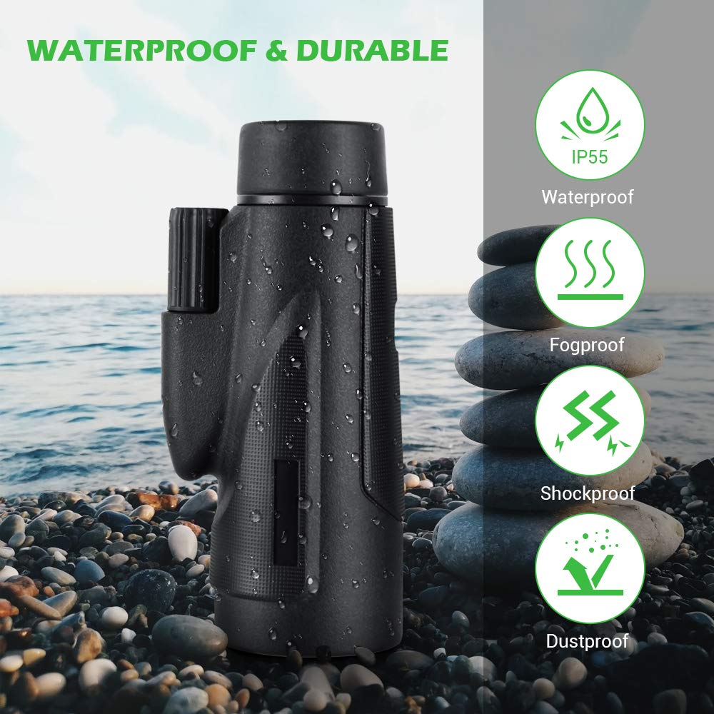 Monocular Telescope, 12X50 HD High Power Prism Monocular with Smartphone Mount Adaptor Tripod Waterproof Fog-Proof Shockproof Scope BAK4 Prism FMC for Outdoor Bird Watching Camping Hiking (mode1)