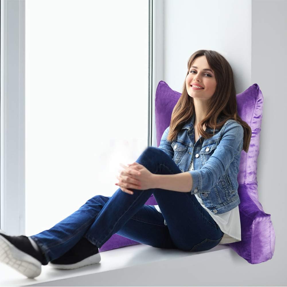 Neustern Reading Pillow with Arms, Premium Shredded Memory Foam TV Backrest with Washable Cover (22 inches, Noble Purple): Kitchen & Dining