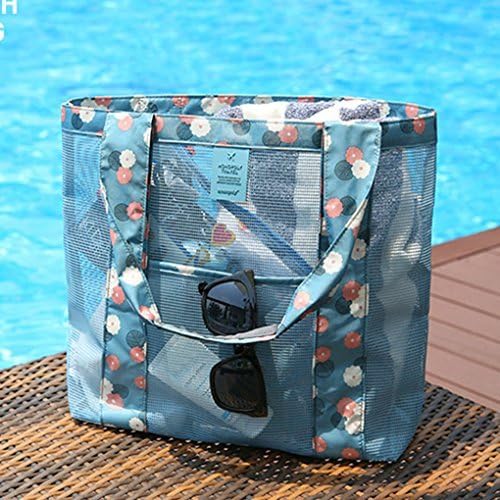 Beach Tote Bag - Mesh Clear Transparent Handbag for Canvas Beach Bag with Large Pocket