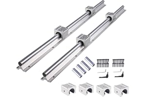 ANWOKIT SBR20 Linear Rail Spliced Linear Guide Rail 3000mm 4PCS SBR20 1500mm Fully Supported Linear Rail Shaft Rod+8PCS SBR20UU Block Bearing+4PCS Dowels for CNC Machine and 3D Printer