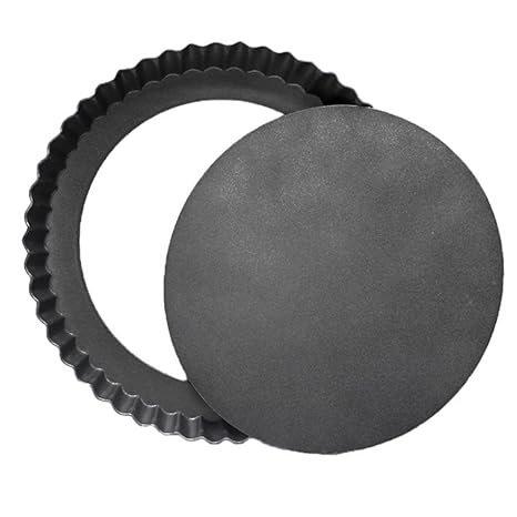 Momola Antihaft-Tortenbodenform Ø 24 cm Quicheform mit gewelltem Rand und Herausnehmbarer losem Boden mit Antihaftbeschichtun