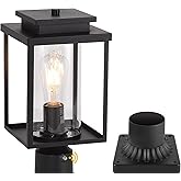Smeike Dusk to Dawn Outdoor Post Light Hardwired, Black Lamp Post Lights with Pier Mount Base, Waterproof Exterior Lamp Post 
