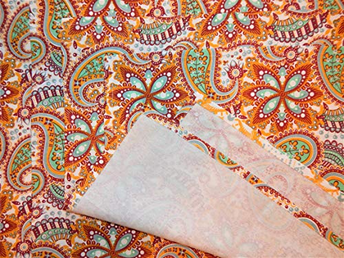 Crabtree Collection Deluxe Cotton Table Linens, Bright Colors for Kitchens and Dining Rooms - (Red Paisley Napkin Set) - Thumbnail 2
