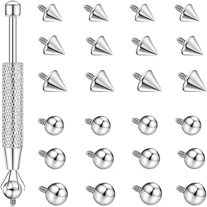 LORACOXS Replacement Piercing Balls and Spikes with External Threads | 24PCS 3/4/5MM Suitable for Barbell Tongue Nipple Belly