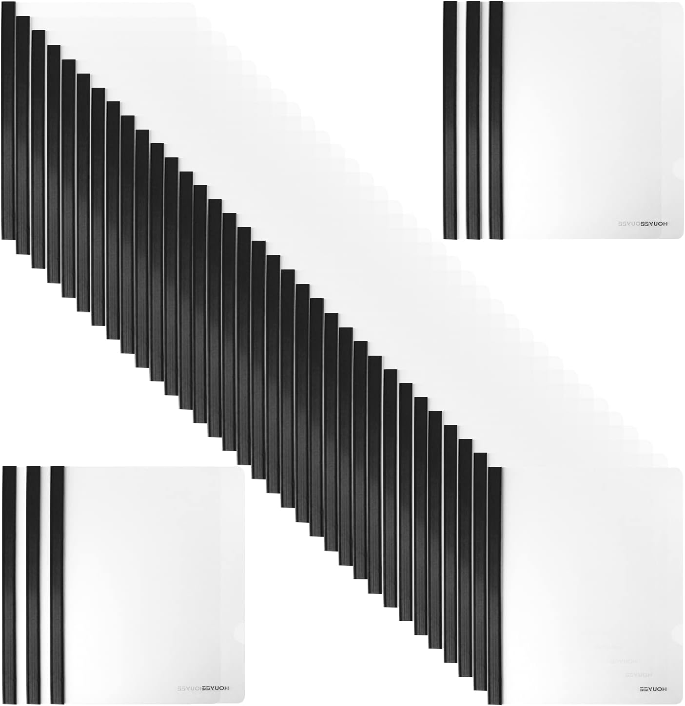 HOUYEE 40 Pcs Clear Report Covers with Sliding Bars, 9mm(40 Sheet Capacity) Black Sliding Bar File Folder, Letter and A4 Size : Office Products