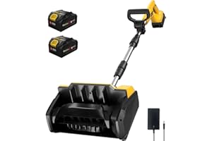 GROVECRAFT 20V 13-Inch Cordless Brushless Snow Shovel, Cordless Snow Blower with 2x4Ah Battery, Battery Snow Blower with Directional Plate & Adjustable Front Handle (2 * 4Ah Battery & Quick Charger Included)