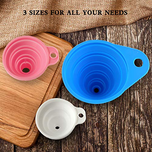 Food Grade Kitchen Funnel Set, Large/Medium/Small Size, 3PCS Silicone Collapsible Funnels for Filling Bottles, Foldable Cooking Funnel for Water Bottle Oil Liquid Powder Transfer