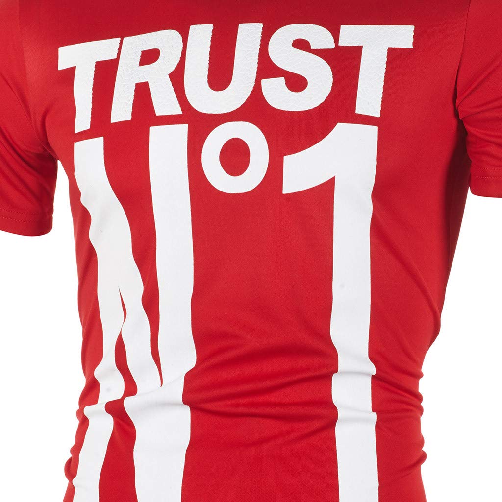 Fitfulvan Fashion Men's Blouse Casual Slim Letter Printed Short Sleeve T Shirt Top - Image 6