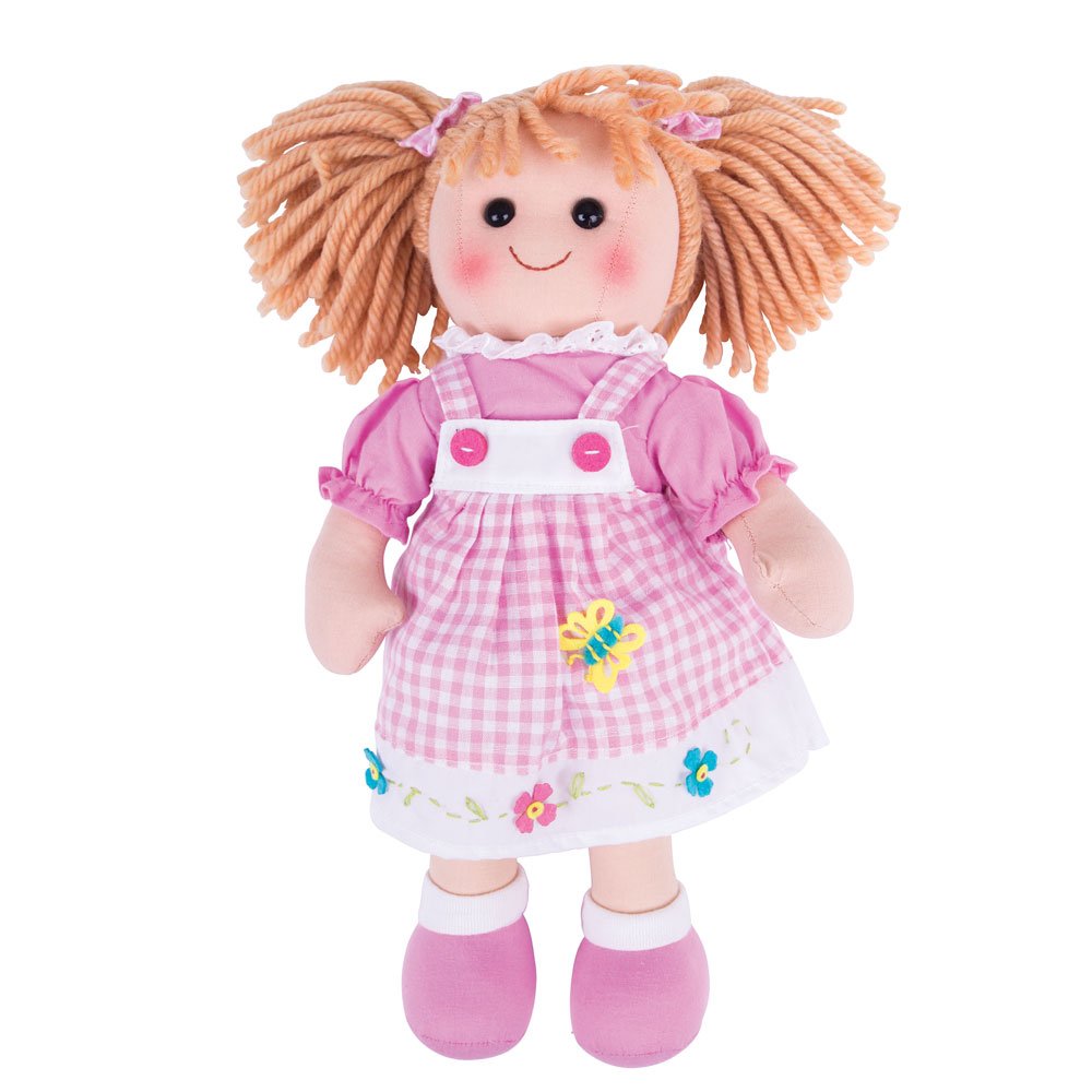 Bigjigs Toys Ava Rag Doll (Medium) - My First Dolly, Plush Soft Dolls, Baby Toy For Girls & Boys, Ragdoll Suitable From Birth, Swap Ragdolls Clothes & Outfits, Ideal For 12+ Months, Size 34cm