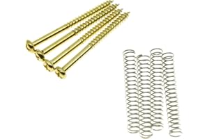 KAISH 4x Gold Bass Pickup Mounting Screws Springs for Jazz J Bass or P Bass or P90 Pickups