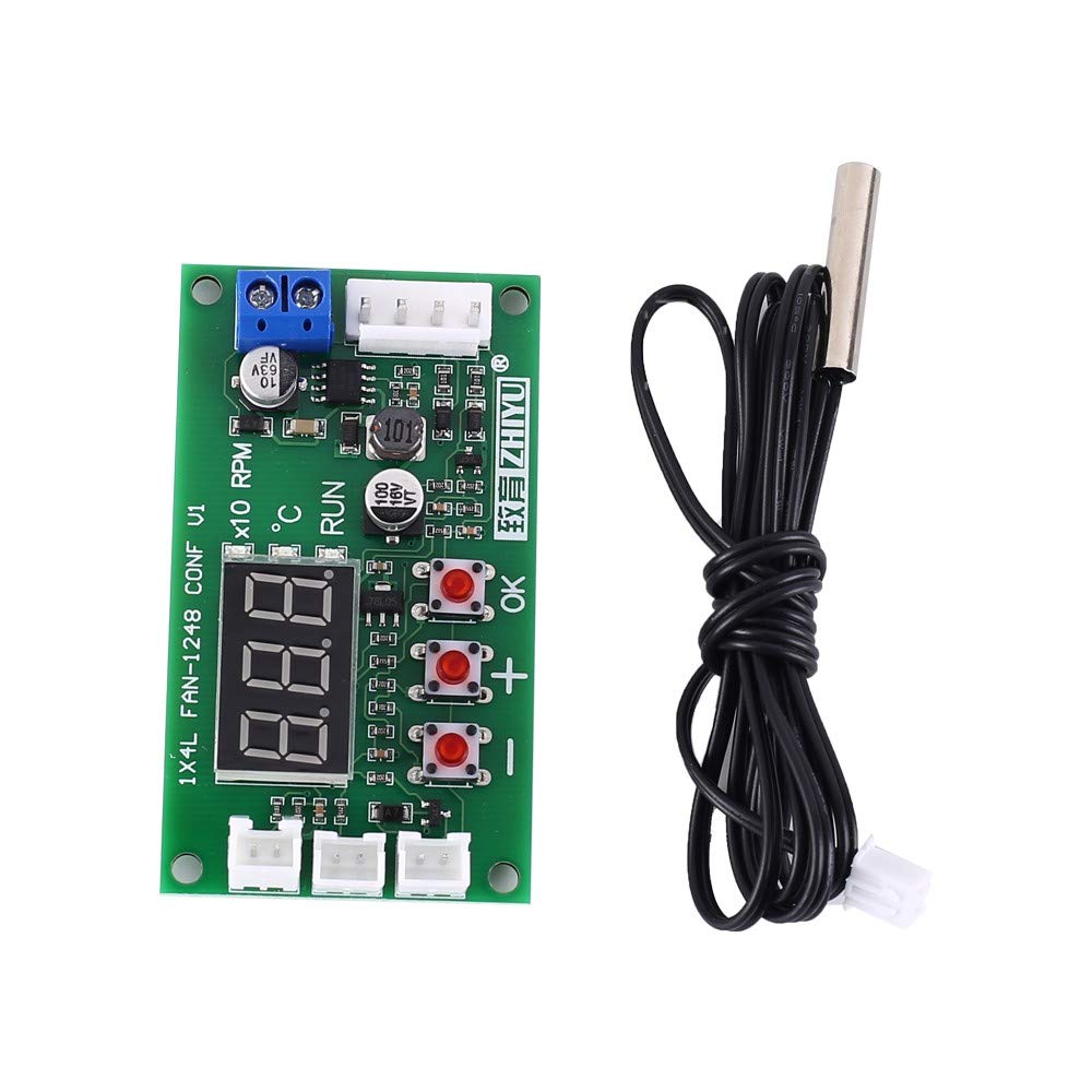 Driver Module, DC 12/24/ 48V PWM 4 Wires Fan Temperature Speed Control Governor Display Module Driver for PC Fan/Alarm