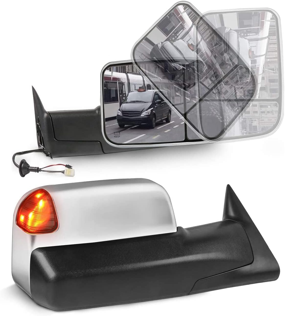 MOSTPLUS Left and Right Mirrors Compatible with 1998-2002 Dodge Ram 1500/2500/3500 w/Power Heating & Turn Light Black