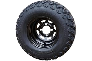 GOLF CART TIRE SUPPLY 10" Black Steel Golf Cart Wheels and 20x10-10 DOT All Terrain Golf Cart Tires - Set of 4