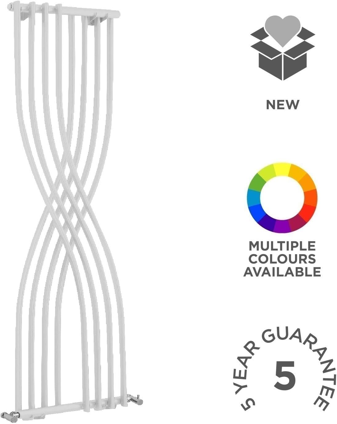 Nuie HLW94 Xcite Modern Home Wall Mount Curved Designer Radiator, 1775mm x 450mm x 95mm, High Gloss White - Image 4