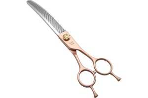 Fenice Peak Professional Curved Thinner Dog Grooming Scissors 7.0'' Rose Gold Thinning Shears Extremely Sharp Blades 440C Stainless Steel Thinning Shears Durable Smooth Fine Cut for Dogs and Cats.