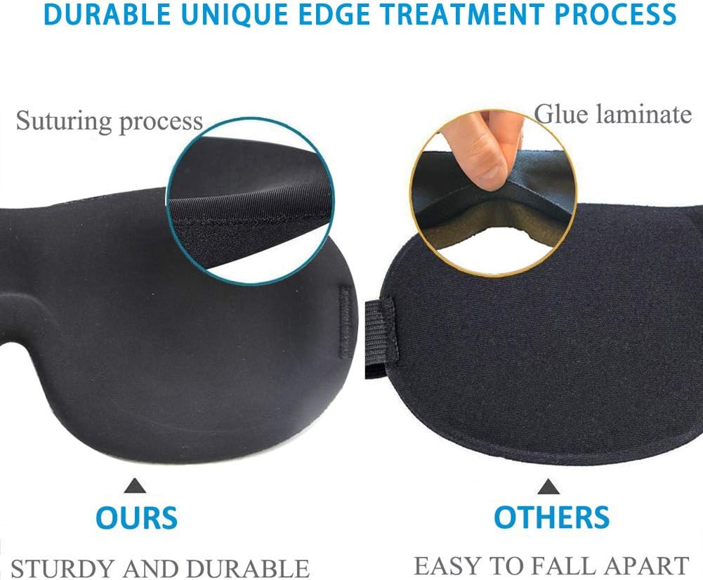 Sleep Mask, 100% Blackout 3D Contoured Sleep Eye Mask, Comfortable & Super Soft Sleeping Mask with Adjustable Straps for Women, Men, Concave Molded Night Eye Mask for Sleeping for Travel Yoga Naps: Health & Personal Care