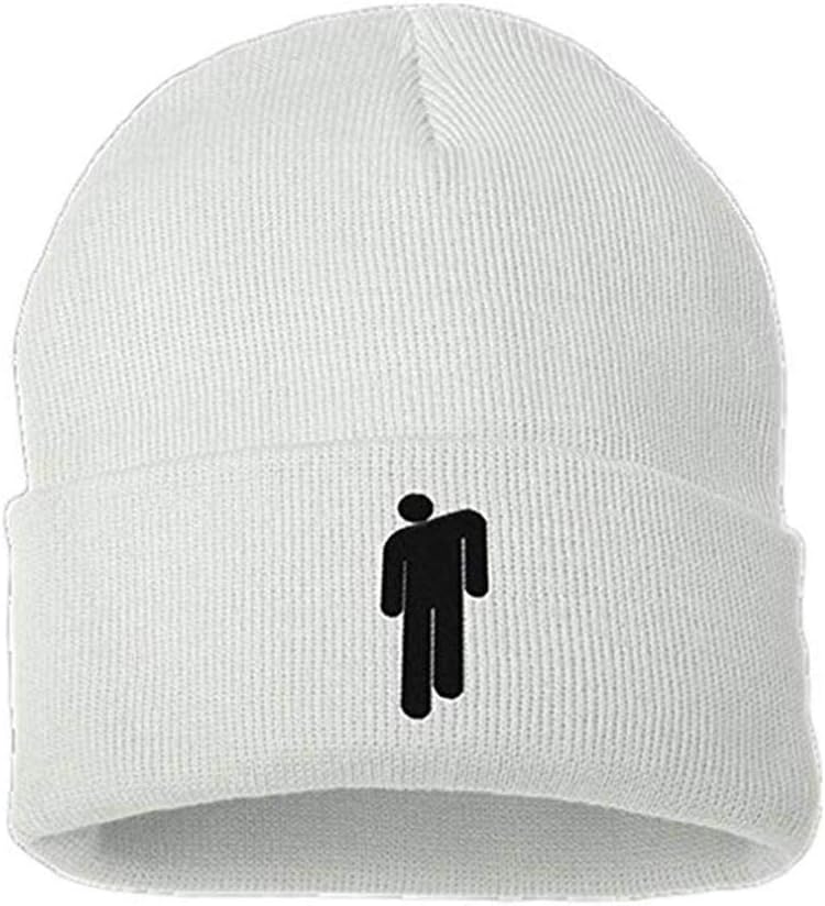 Billie Eilish Merch Hot Topic Logo Beanie Knit Hat Stretchy Cap for Men Women (White)