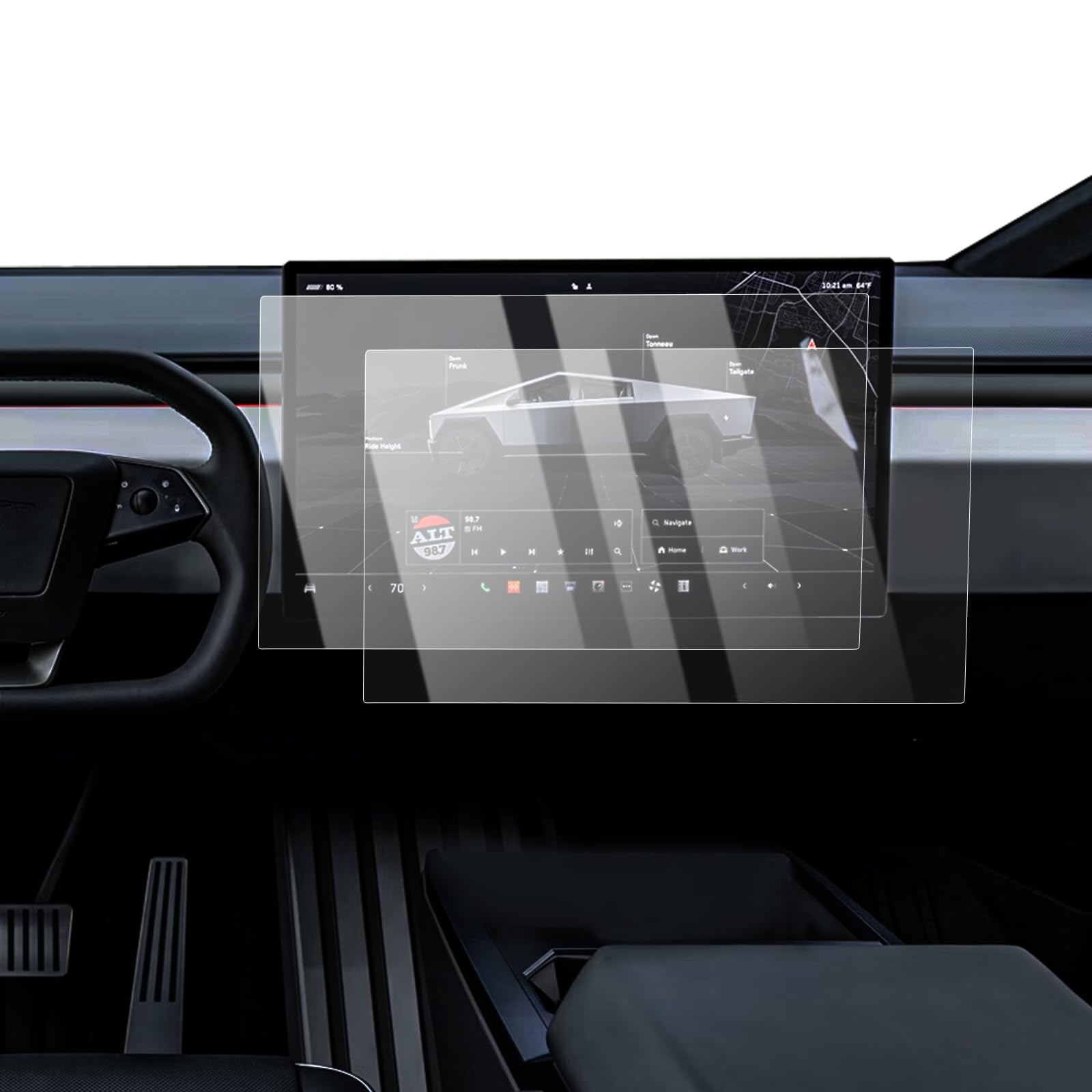 Photo 1 of [Upgrade] 2PCS 2024 2025 Tesla Cybertruck 18.5-Inch Tempered Glass Screen Protector [No Glare & Fingerprint] for Front Touchscreen, Ultra Clear, Navigation Screen Protector for Cybertruck Accessories
