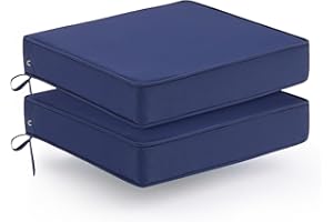 WEOAVRY Outdoor Chair Cushions Set of 2, Waterproof Patio Chair Cushions, Outdoor Patio Furniture Replacement Seat Cushions, 19 x 19 x 3 inch, Blue