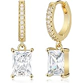 Small Hoop Earrings for Women, 18k Gold Plated Huggie Dangle Dainty Green Drop Earrings Jewelry For Women Gift