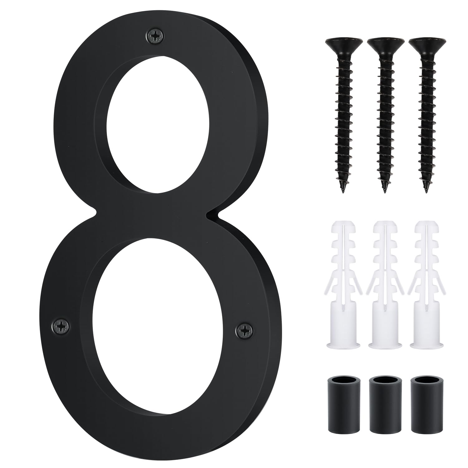 Floating 3D House Number 0-9, 10 Inch Address Numbers Acrylic House Number Large Modern House Numbers for Door Address Mailbox House Wall Outside (8, Black)