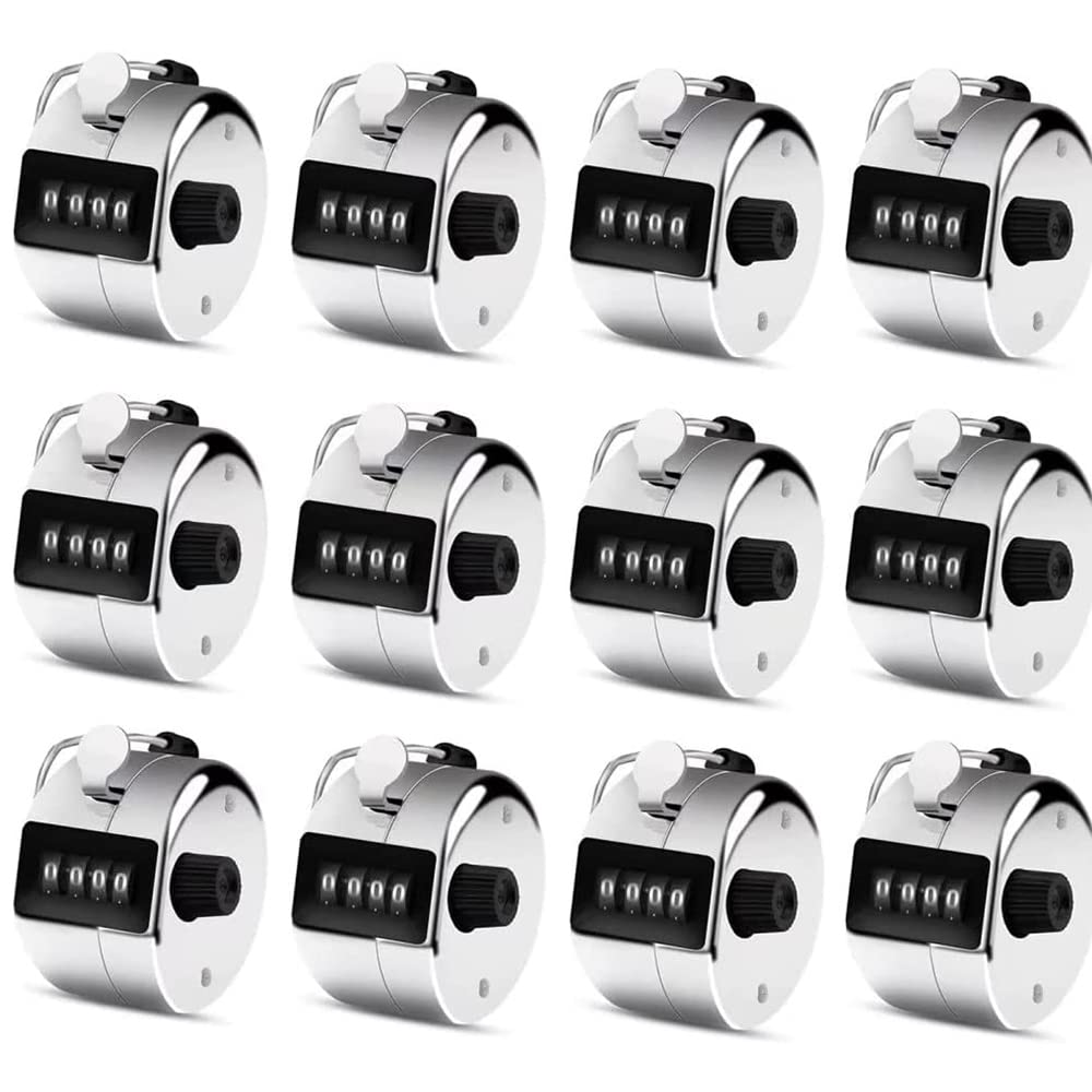 Yuikome 12 Pcs Hand Tally Counter 4-Digit Lap Counter Clicker, Manual Mechanical Handheld Pitch Click Counter for School Golf